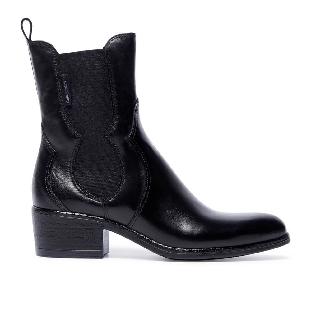 Carl Scarpa Caprice Black Leather Ankle Boots